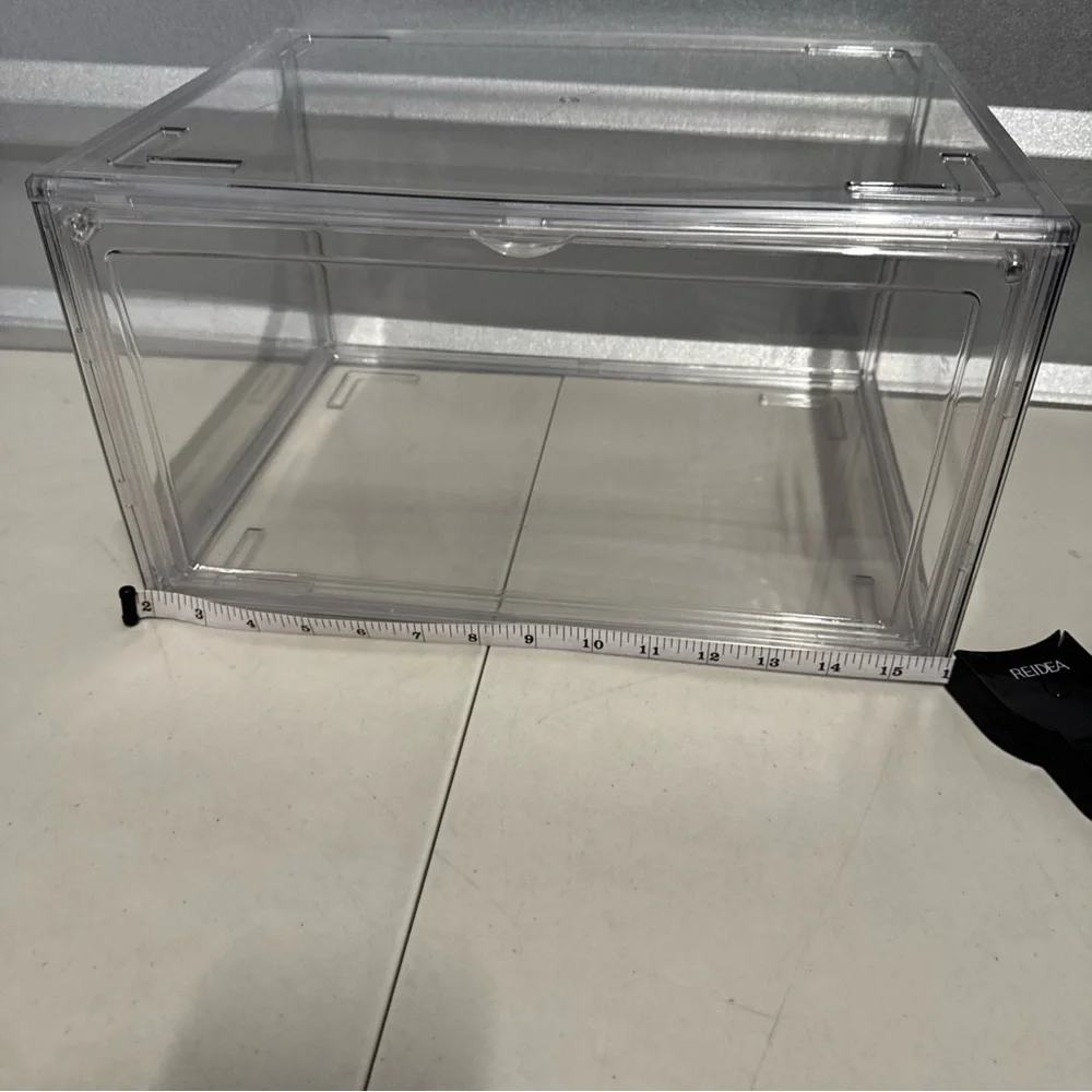 6x Clear Magnetic Shoe Storage Boxes Drop Front Sneaker Organizer Stackable